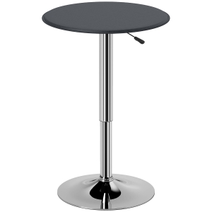 HOMCOM Adjustable Round Bistro Bar Table with PVC Leather Top Steel Base Home Kitchen Dining Desk  Black