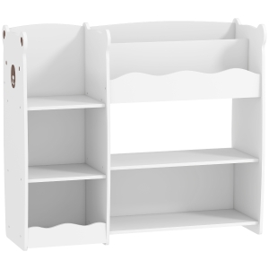 AIYAPLAY Children's Toy Shelf Open Shelves Compartments Bear Design Toy Organizer White