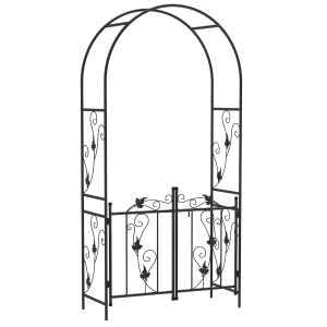 Outsunny Arche de jardin en acier arceau à rosiers avec double porte pour décoration de cérémonie 107 x 45 x 217 cm noir