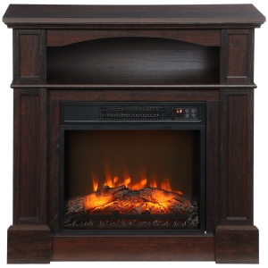 HOMCOM Cheminée électrique effet flammes LED luminosité réglable avec télécommande - 1800 W - 80,5 x 32,3 x 80,5 cm