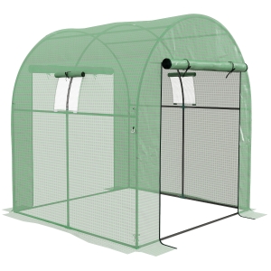 Outsunny Estufa de Exterior com 2 Portas Enroláveis 2 Janelas em Rede Cobertura PE 135g/m² Anti-UV Cultivo e Plantas 180x180x200 cm Verde