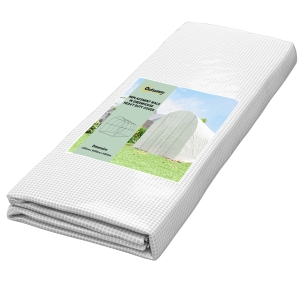 Outsunny Filme para Estufa 4x2 m Cobertura de Jardim Impermeável com Porta 8 Janelas Proteção UV Polietileno Resistente a Rasgos Branco