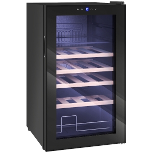 HOMCOM Adega Refrigerada para Vinhos 63L com Prateleiras Ajustáveis para 16 Garrafas e 25 Latas 43x45x74 cm Preto