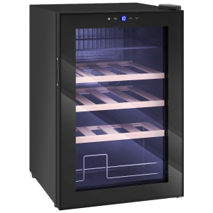 HOMCOM Adega Refrigerada para Vinho 53L com Prateleiras Ajustáveis para 12 Garrafas e 25 Latas 43x45x64 cm Preto