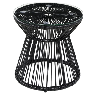 Stolik kawowy rattanowy, okrągły, metalowy design, elegancki