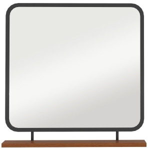 Lustro ścienne 55 x 55,5 cm z półką, czarne, drewniane