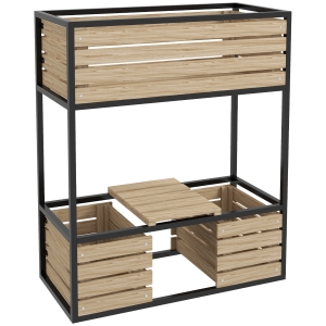 Podwyższony Grząd Ogrodowy Outsunny, Dwupoziomowa Skrzynka na Kwiaty z Półką, Grząd na Warzywa z Wnętrzem z Włókniny, Grząd ziołowy do Ogrodu, Balkonu, Jasnobrązowy, 83 x 39 x 100 cm