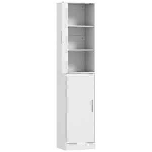 HOMCOM 180 cm Tall Bathroom Cabinet, Narrow Bathroom Storage Cabinet with 2 Doors and 4 Adjustable Shelves, Freestanding Tallboy for Living Room, Kitchen, Hallway, Study, White