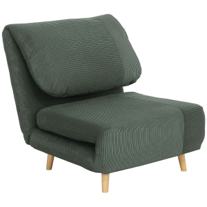 HOMCOM 2 w 1 Sofa do spania Fotel do spania Regulowana poduszka Kordonk, do sypialni, salonu Zielony 82 x 87 x 89 cm