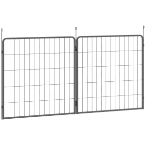 Zestaw 2 paneli do ogrodzenia dla szczeniąt, stal, szary