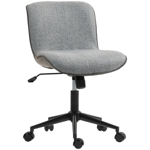 HOMCOM Armless Office Chair, Linen Fabric Computer Swivel Chair with Rolling Wheels, Adjustable Height and Tilt Function for Home Study Bedroom, Dark Grey