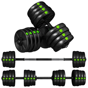 Zestaw hantli SPORTNOW 2 w 1, 30 kg regulowany zestaw hantli z 16 obciążnikami, chroniący podłogę podczas treningu siłowego, fitness, podnoszenia ciężarów, czarny