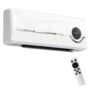HOMCOM Grzejnik ścienny 2000W, ceramiczny z wentylatorem, pilot, 2 tryby grzania, wyświetlacz LED, grzejnik ścienny z timerem 24h, do salonu, sypialni, łazienki, biura