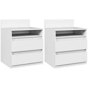 Zestaw 2 nocnych stolików z 2 szufladami, biały