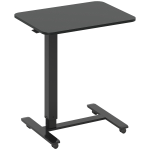 HOMCOM Biurko Regulowane Stojąco-Siedzące w Kształcie Litery C z Kółkami do Pracy w Domu i Biurze Czarne Nośność do 70 kg 65 x 48 x 70-110 cm