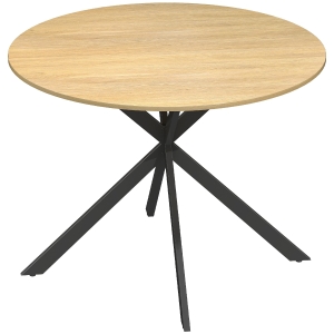 HOMCOM Mesa de Jantar Redonda para 4 Pessoas Mesa de Cozinha Estilo Industrial com Pés de Aço para Sala de Jantar Cozinha Carvalho