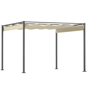 Pergola 3x3m, metalowa, beżowa, zadaszenie do ogrodu