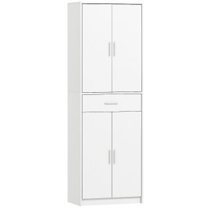 HOMCOM Kitchen Pantry Cabinet, Modern Freestanding Kitchen Storage Cabinet with Drawer and Adjustable Shelves, White