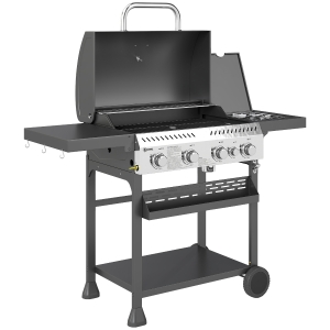 Grill gazowy 12 kW, 4+1 palników, stal nierdzewna, boczny palnik