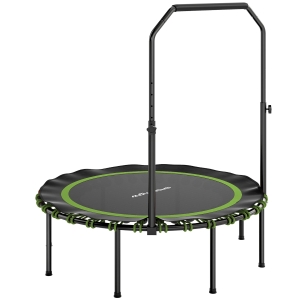 SPORTNOW Składana Trampolina Fitness Ø114 cm Mini Trampolina z 5 Regulowanymi Poziomami Uchwytu, Ciche Gumowe Liny, Trampolina dla Dorosłych do Wewnątrz i na Zewnątrz