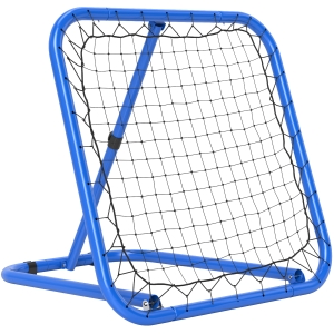 HOMCOM Siatka Rebounder do Piłki Nożnej, Składana, Ściana Odbijająca, Regulowana w 5 Poziomach, Metal, 78 x 84 x 65-78 cm, Niebieski