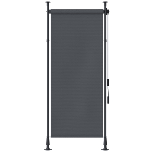 Outsunny Markiza pionowa z osłoną przeciwsłoneczną, roleta balkonowa 120 x 220-310cm, osłona balkonu z korbowym mechanizmem, odporna na warunki atmosferyczne, osłona ogrodowa, poliester, ciemnoszary