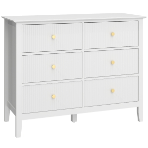 HOMCOM Commode dressoir met 6 lades modern opbergmeubel voor woonkamer slaapkamer hal 100 x 40 x 78 cm Wit