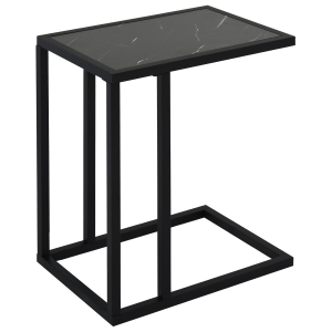 HOMCOM Stolik Boczny w Kształcie Litery C, Oszczędność Miejsca, Nocny/Coffee Table, Imitacja Marmuru, 45 x 30 x 51,5 cm