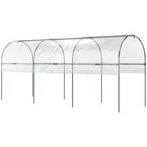 Outsunny Tunnel Tomato Greenhouse with 4 Hoops and Top Tap, Pointed Bottom and Guy Ropes, 400 x 123 x 171 cm, Clear
