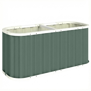 Outsunny Huerto Elevado Metálico con Fondo Abierto y Accesorios, 136x53x61 cm, Verde