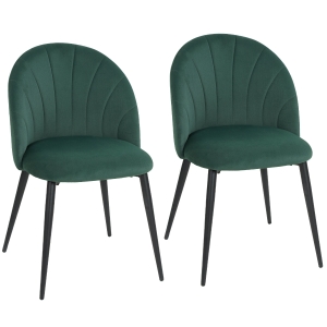 HOMCOM Conjunto de 2 Cadeiras de Sala de Jantar Cadeiras de Cozinha Estofadas sem Braços Pés em Aço 52x55x79 cm Verde