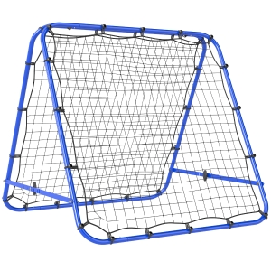 HOMCOM Rete da Calcio Rebounder Pieghevole con Angolo Regolabile e Picchetti, 100x95x90 cm, Blu