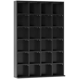 HOMCOM Dulap pentru CD-uri pentru 456 CD-uri sau 336 DVD-uri, 24 Compartimente, 89x20x130.5 cm Negru
