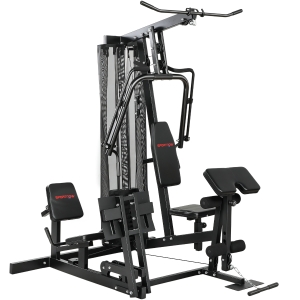 SPORTNOW Estação de Musculação Fitness com Puxada Lat Barra Butterfly 65kg de Pesos Corda Suporta até 120 kg