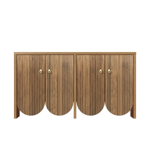 Aparador con 4 puertas, armario de almacenaje versátil para salón, comedor, 147×40×80 cm, Color natural