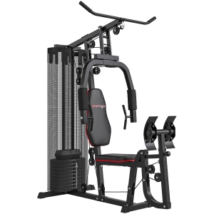 SPORTNOW Thuis Fitnessstation met 45 kg Gewichtsblokken, Lat Pulley, Borststation, Beinpresse voor Veelzijdige Training