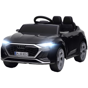 AIYAPLAY Elektrische kinderauto, 12V Audi Q8, 3-5 km/u, afstandsbediening, koplamp, muziek, Zwart