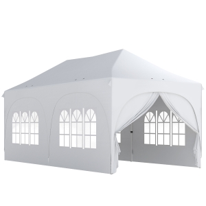 Outsunny 3 x 6 m pop-up paviljoen met zijwanden, 6 zandzakken, hoogteverstelbaar dak, tuinfeest-tent met draagtas