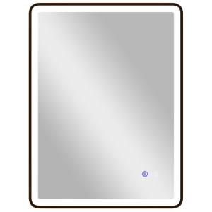 HOMCOM Espelho de Banheiro LED Antiembaçante Dimmável para Maquiagem com Iluminação 80x60 cm Moldura Preta