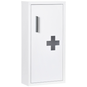 kleankin Medicijnkastje, 3 interne compartimenten, magnetische sluiting, kruissymbool, stalen behuizing, wit, 30 x 12 x 60 cm