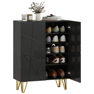 HOMCOM Zapatero de Entrada Recibidor con Estantes Ajustables Cierre Suave para 15-20 Pares de Zapatos 72x31,5x95 cm Negro