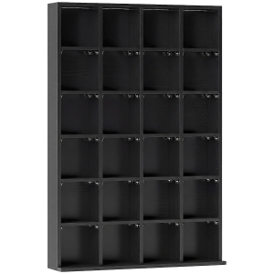 HOMCOM Dulap pentru CD-uri pentru 456 CD-uri sau 336 DVD-uri, 24 Compartimente, 89x20x130.5 cm Negru