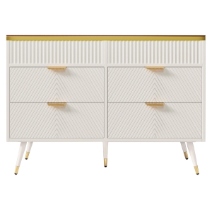 Cassettiera 6 cassetti per camera da letto e soggiorno, 120x40x76 cm, Bianco