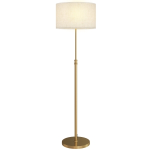 HOMCOM Lampadaire sur pied salon, lampe sur pied dimmable avec télécommande, abat-jour en lin, hauteur réglable 133-168cm, doré