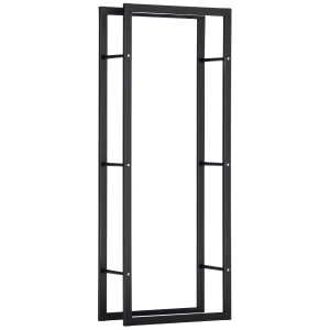 HOMCOM Range bûches Etagère porte bois de cheminée porte-bûches intérieur et extérieur charge max. 100 Kg dim. 60L x 25l x 150H cm métal noir