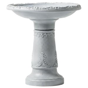 Outsunny Banho para Pássaros em Resina para Exterior Banho Redondo de 51 cm com Aparência de Pedra Comedouro Independente Cinza