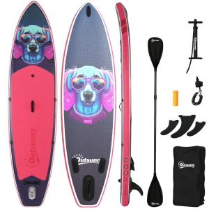 Outsunny Planche Paddle Gonflable, SUP 335 cm avec Siège et Pagaie Convertible.