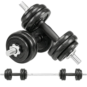 SPORTNOW 2-in-1 Adjustable Dumbbells Set, 30kg Cast Iron Weights Dumbbells Set with Non-Slip Grip for Strength Training, Weight Lifting, Bodybuilding, Home Gym Workout Equipment for Men & Women