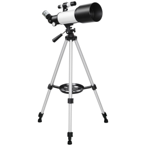Outsunny Telescop Astronomic 70mm cu 2 Lentile Oculare și Adaptor pentru Smartphone, 80x80x135 cm, Alb și Negru