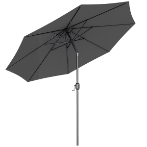 Outsunny Parasol de jardin extérieur Parasol droit inclinable Ø 3 m en métal Rond Polyester 180g/m² manivelle inclinable Gris